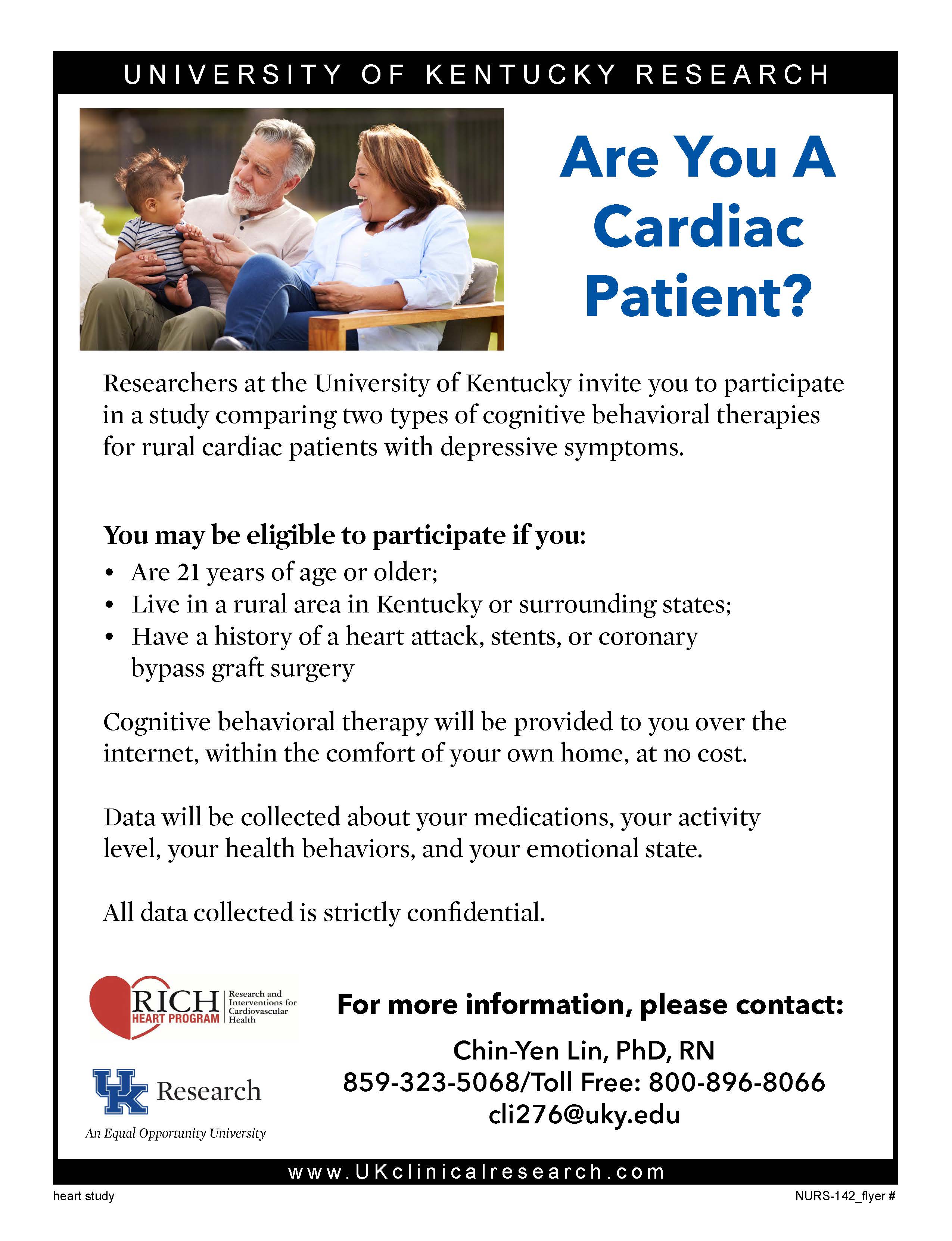 man, woman, child in chair, UK research, cardiac patient, information 