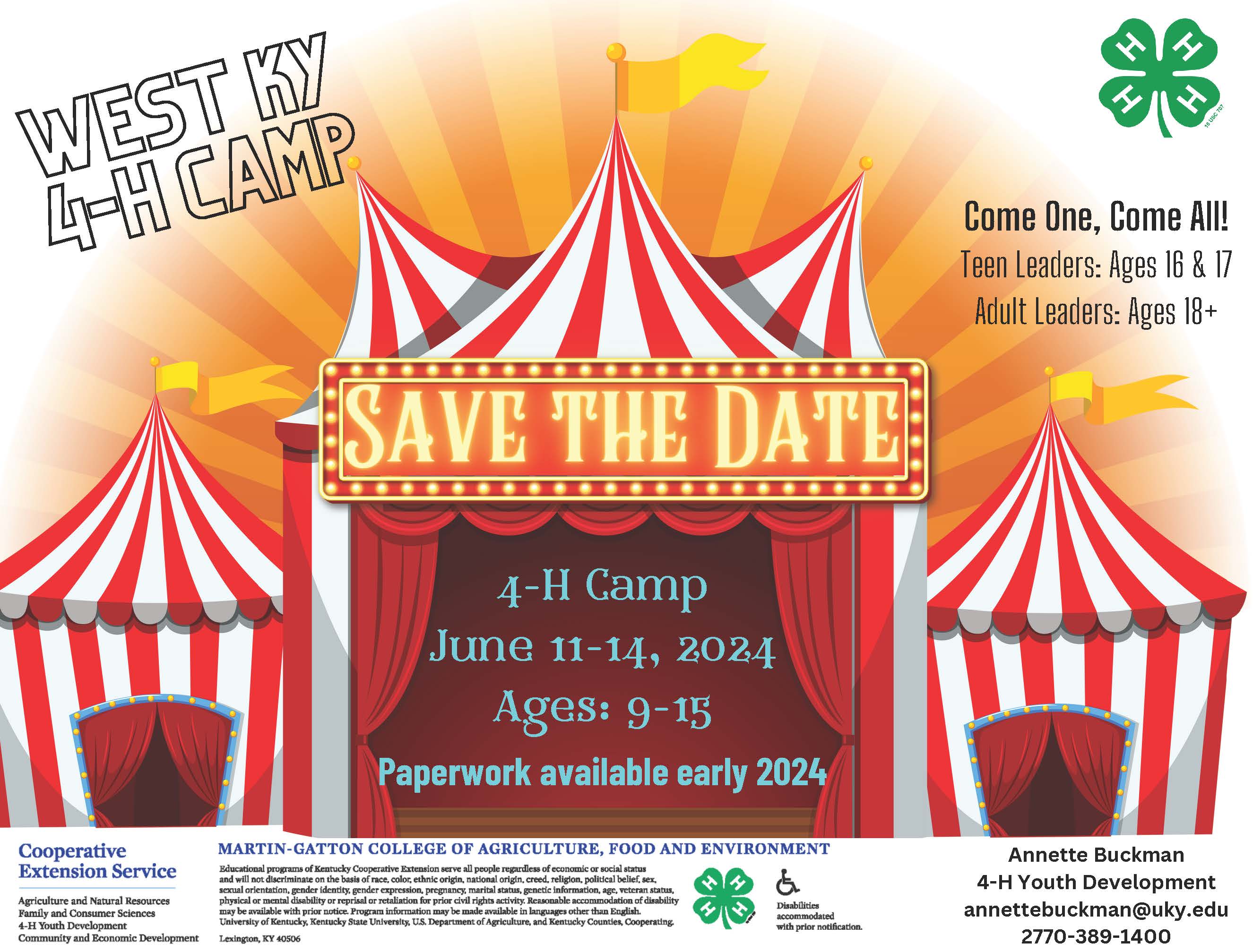 circus tent, west ky 4-H camp information